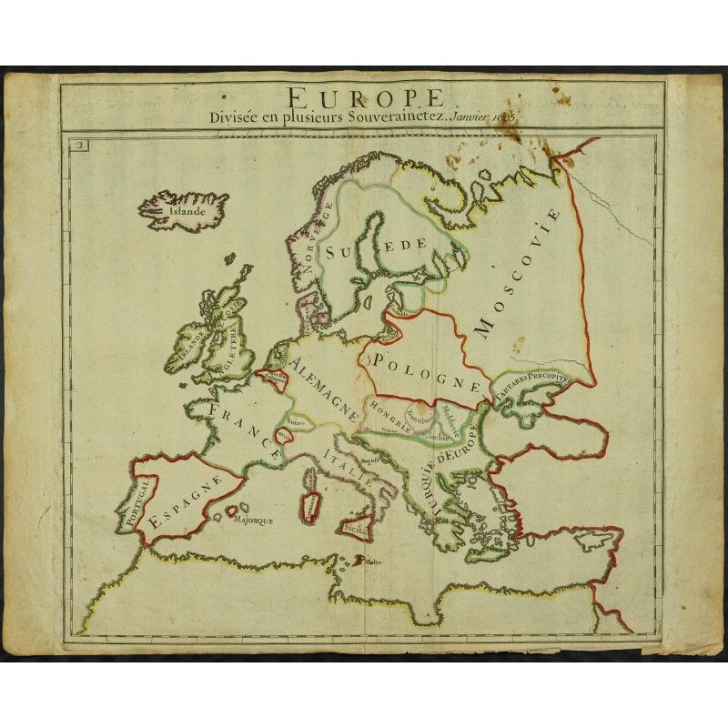 Gravure de 1711 - Carte de l'Europe - 1