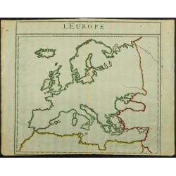 Gravure de 1711 - Fond de carte de l'Europe - 1