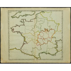 Gravure de 1711 - Fond de carte de France - 1