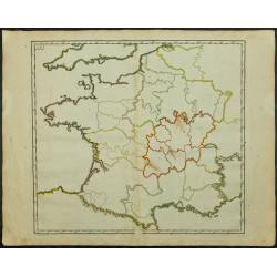 Gravure de 1711 - Fond de carte de France - 1