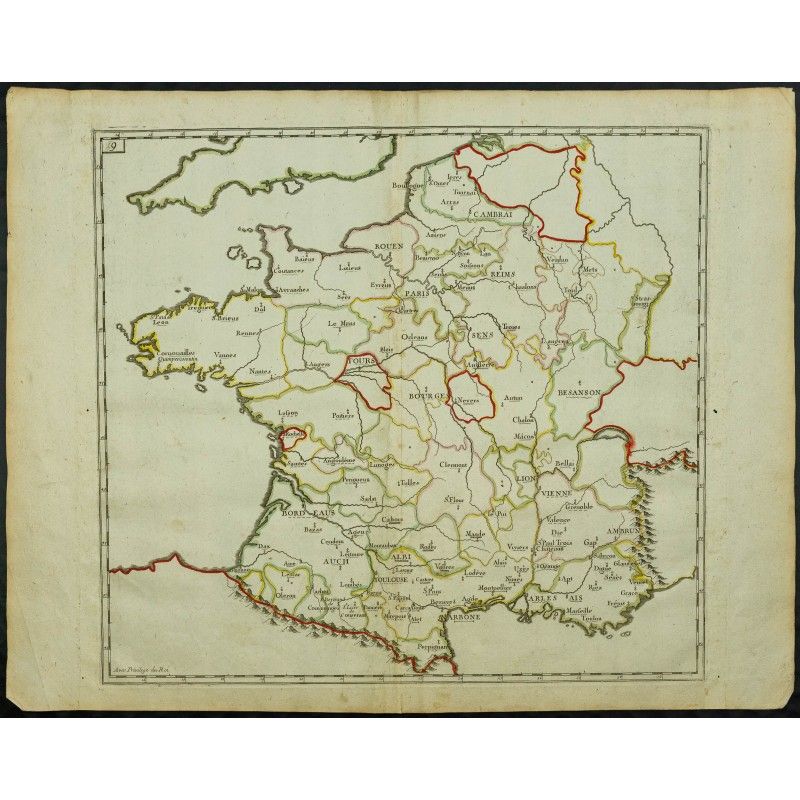 Gravure de 1711 - Archevêchés et évêchés de France - 1