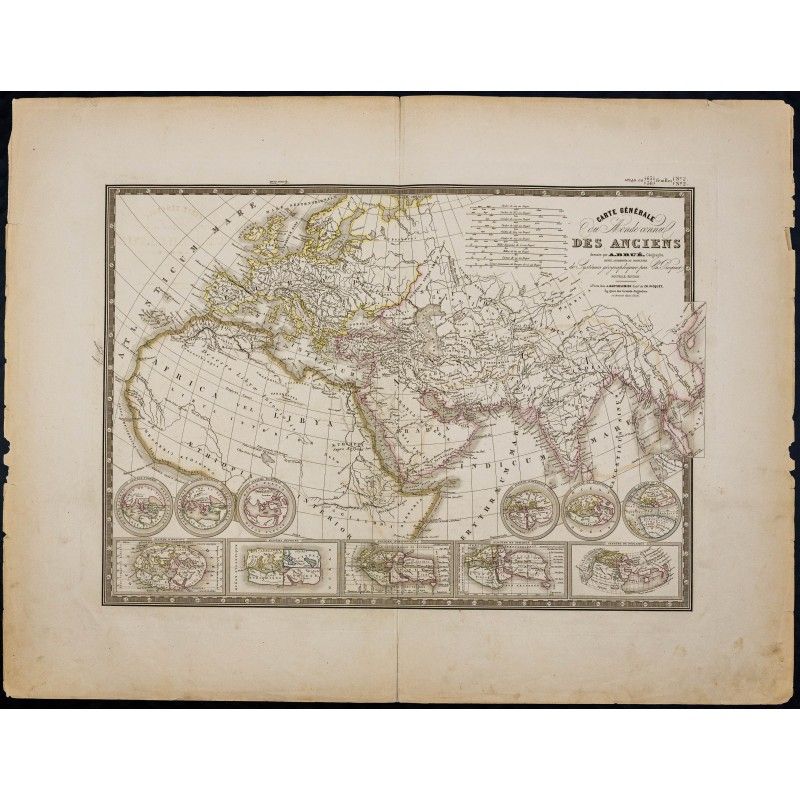 Gravure de 1869 - Monde connu des anciens - 1