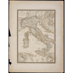 Gravure de 1869 - Carte de l'Italie ancienne - 1