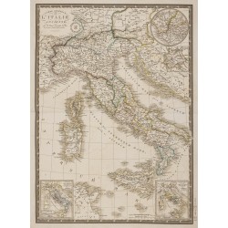 Gravure de 1869 - Carte de l'Italie ancienne - 2