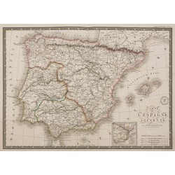 Gravure de 1869 - Carte de l'Espagne ancienne - 2