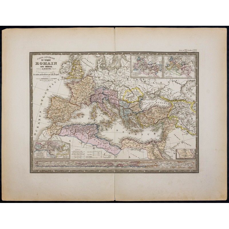 Gravure de 1869 - Carte de l'Empire romain - 1