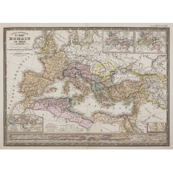 Gravure de 1869 - Carte de l'Empire romain - 2