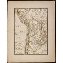 Gravure de 1869 - Carte de l'Amérique du sud - 1