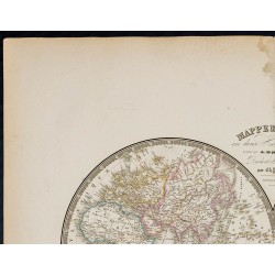 Gravure de 1869 - Mappemonde en deux hémisphères - 3