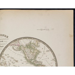 Gravure de 1869 - Mappemonde en deux hémisphères - 4
