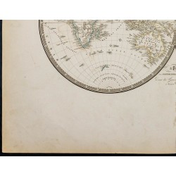Gravure de 1869 - Mappemonde en deux hémisphères - 5