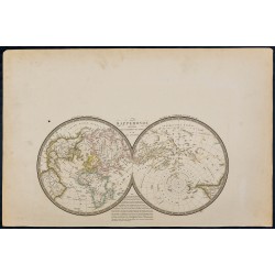 Gravure de 1869 - Mappemonde sur l'horizon de Paris - 1