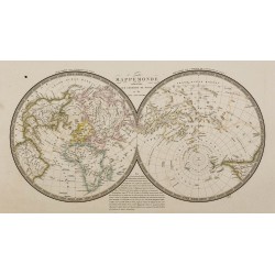 Gravure de 1869 - Mappemonde sur l'horizon de Paris - 2