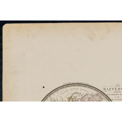 Gravure de 1869 - Mappemonde sur l'horizon de Paris - 3