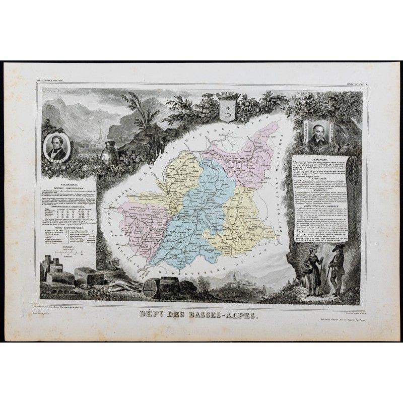 Gravure de 1869 - Département des Alpes-de-Haute-Provence - 1