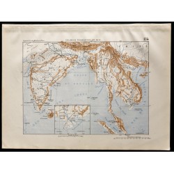 Gravure de 1880 - Carte des colonies françaises en Asie - 1