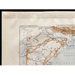 Gravure de 1880 - Carte des colonies françaises en Asie - 2