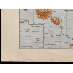 Gravure de 1880 - Carte des colonies françaises en Océanie - 4