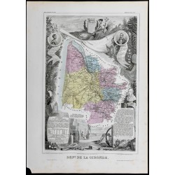 Gravure de 1869 - Département de la Gironde - 1