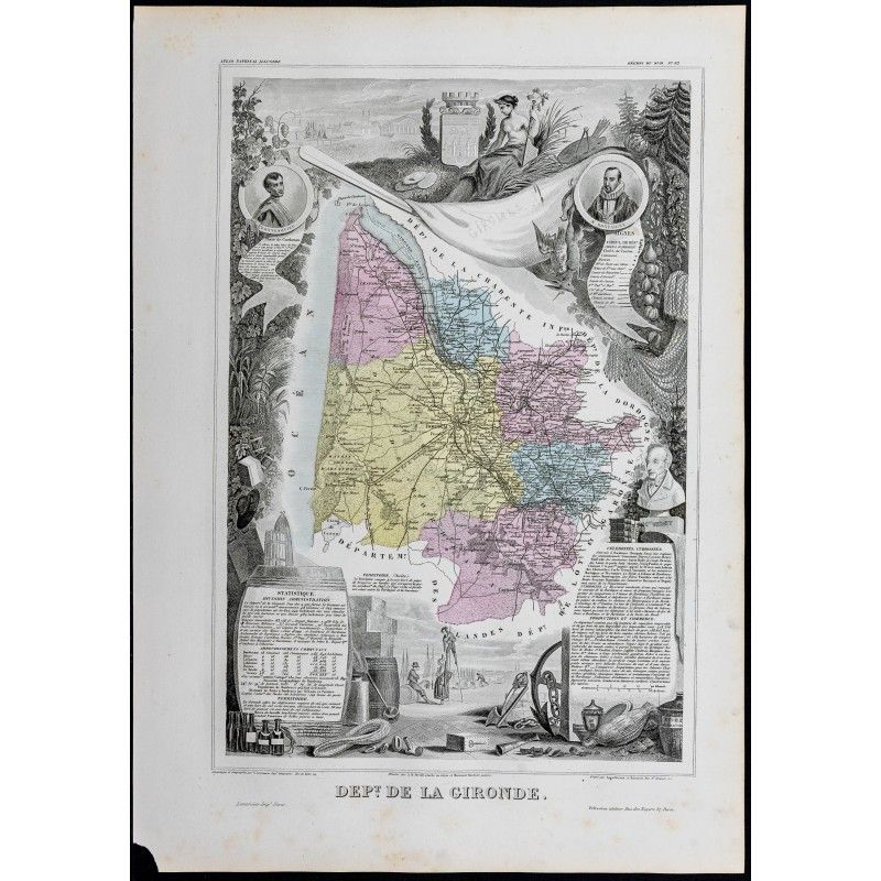 Gravure de 1869 - Département de la Gironde - 1