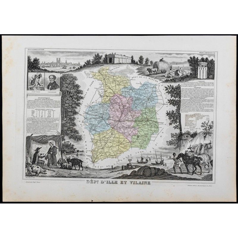 Gravure de 1869 - Département de l'Ille-et-Vilaine - 1