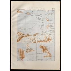 Gravure de 1880 - Carte des colonies françaises en Amérique - 1