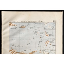 Gravure de 1880 - Carte des colonies françaises en Amérique - 2