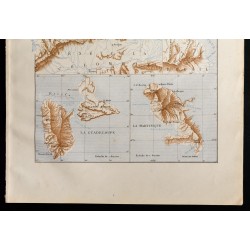 Gravure de 1880 - Carte des colonies françaises en Amérique - 3