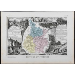 Gravure de 1869 - Département des Hautes Pyrénées - 1