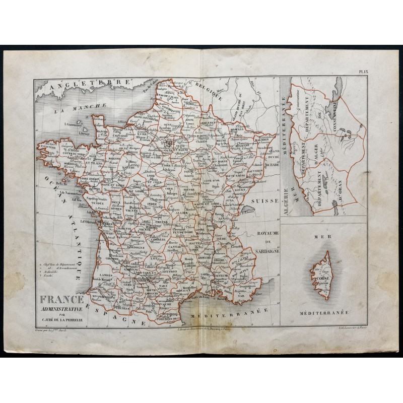 Gravure de 1850 - France administrative - 1