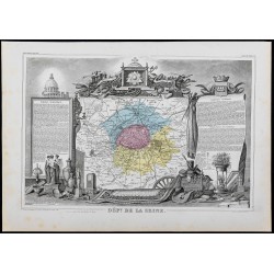 Gravure de 1869 - Département de la Seine (Paris) - 1