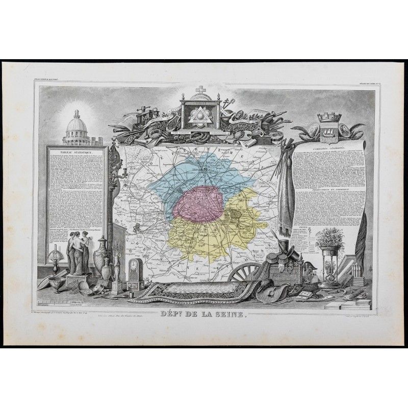 Gravure de 1869 - Département de la Seine (Paris) - 1