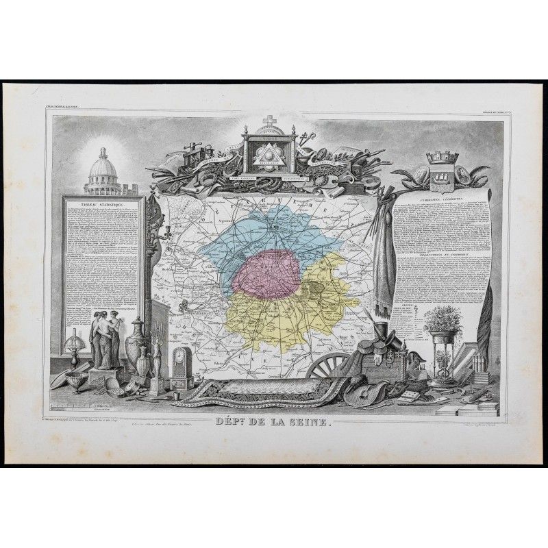 Gravure de 1869 - Département de la Seine (Paris) - 1 Gravure de 1869 - Département de la Seine (Paris) - 1