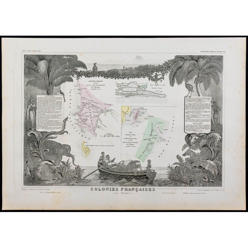Gravure de 1869 - Sénégal & Madagascar - 1