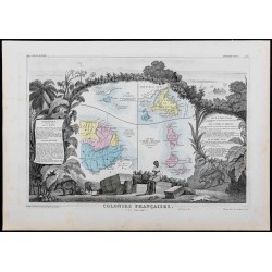 Gravure de 1869 - Colonies françaises en Amérique - 1