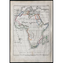 Gravure de 1850 - Carte d'Afrique - 1