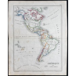Gravure de 1850 - Carte de l'Amérique - 1