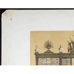 Gravure de 1873 - Vitrine principale des objets présentés - 2