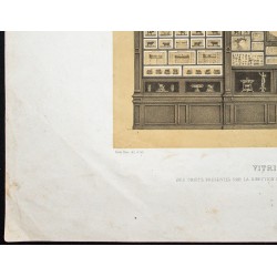 Gravure de 1873 - Vitrine principale des objets présentés - 4