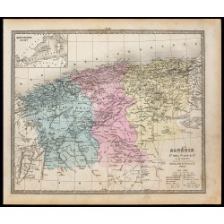 Gravure de 1877 - Carte de l'Algérie française - 1
