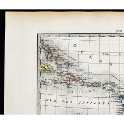 Gravure de 1877 - Carte des colonies françaises aux Antilles - 2