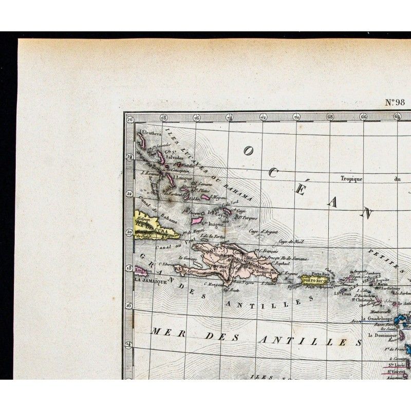 1877 - Carte des colonies françaises aux Antilles
