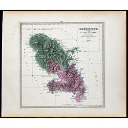 Gravure de 1877 - Carte de la Martinique - 1