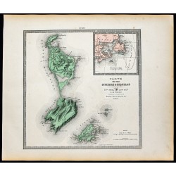 Gravure de 1877 - Carte de Saint-Pierre-et-Miquelon - 1