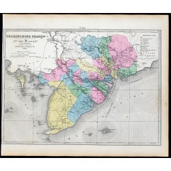 Gravure de 1877 - Carte de la Cochinchine française - 1