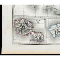 Gravure de 1877 - Carte de la Polynésie française - 4