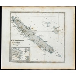 Gravure de 1877 - Carte de Nouvelle Calédonie - 1