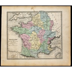 Gravure de 1877 - Carte des Gaules - 1