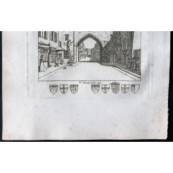 Gravure de 1791 - St John's Gate à Londres - 3