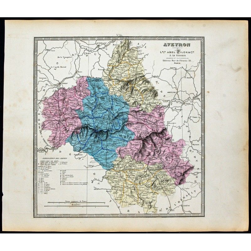 Gravure de 1877 - Département de l'Aveyron - 1